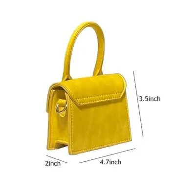 Cute Purse Mini Crossbody Bags for Women Top Handle Clutch Handbag (Yellow)