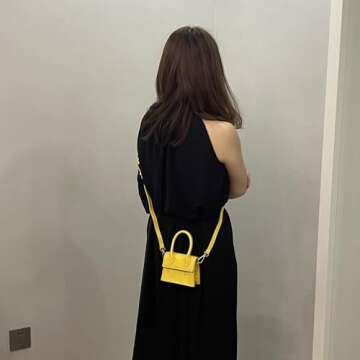 Cute Purse Mini Crossbody Bags for Women Top Handle Clutch Handbag (Yellow)