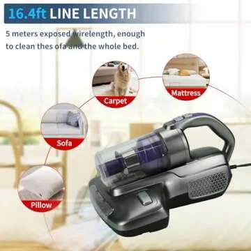 Ultibe Bed Vacuum Cleaner, UV Mattress Vacuum Cleaner with 14KPa Suction, High Heating Handheld Bed Cleaner, 450W Powerful Machine Cleaner for Bed, Pillows, Mattresses, Sofa and Carpets