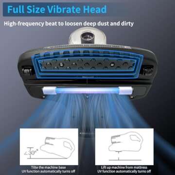 Ultibe Bed Vacuum Cleaner, UV Mattress Vacuum Cleaner with 14KPa Suction, High Heating Handheld Bed Cleaner, 450W Powerful Machine Cleaner for Bed, Pillows, Mattresses, Sofa and Carpets