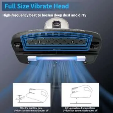 Ultibe Bed Vacuum Cleaner, UV Mattress Vacuum Cleaner with 14KPa Suction, High Heating Handheld Bed Cleaner, 450W Powerful Machine Cleaner for Bed, Pillows, Mattresses, Sofa and Carpets