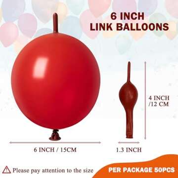 IN-JOOYAA 6 Inch Pearlescent White Link Balloon 50 Pcs Quick Link Balloons for Party Decoration