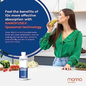 Manna Vitamins Evolved - Liposomal Magnesium, Liquid Magnesium, High Absorption Magnesium Glycinate Liquid for Women & Men Nanofuse Magnesium Supplement, Liquid Magnesium Glycinate, Magnesium Vitamin
