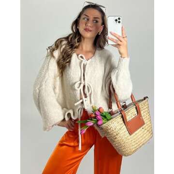 Chic Bow Front Cardigan for Stylish Women - Wyeysyt