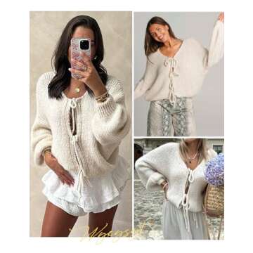 Chic Bow Front Cardigan for Stylish Women - Wyeysyt