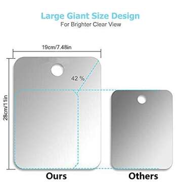 APHUIME XoYo-Large Fogless Shower Mirror （11inX7.48in）, Includes 1 Adhesive Hooks, Anit-Fog Shower Mirror, Shower Makeup Shave Mirror, Frameless Shower Mirror, Wall Hanging Mirror (Large, 1 Pack)