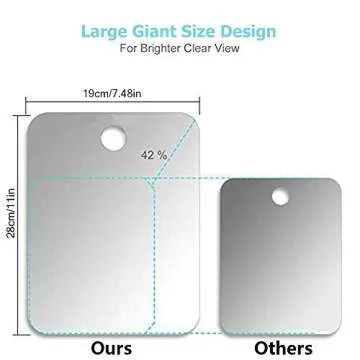 APHUIME XoYo-Large Fogless Shower Mirror （11inX7.48in）, Includes 1 Adhesive Hooks, Anit-Fog Shower Mirror, Shower Makeup Shave Mirror, Frameless Shower Mirror, Wall Hanging Mirror (Large, 1 Pack)