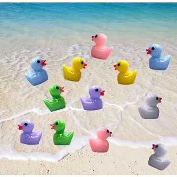 Tloml WU 180 Pcs Resin Duck Miniature Figures Micro Fairy Garden Landscape Aquarium Dollhouse Ornament Potted Plants Decoration DIY Slime Charms for Christmas Accessories (6 Color)