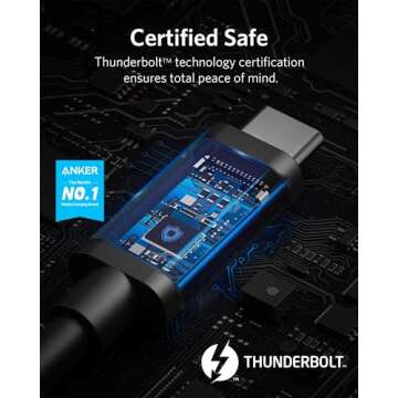 Anker USB C Cable, Thunderbolt 4 Certified USB C to USB C Cable, 8K/4K Display/40Gbps Charging Cord ...