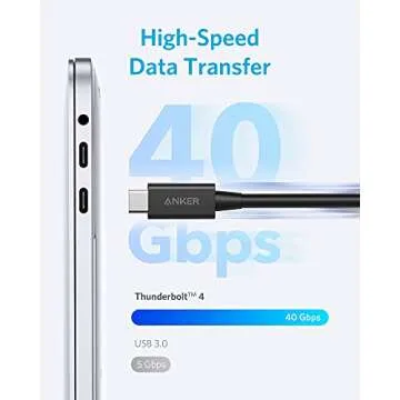 Anker USB C Cable, Thunderbolt 4 Certified USB C to USB C Cable, 8K/4K Display/40Gbps Charging Cord Compatible with USB4, Thunderbolt 4/3, for MacBook, iPhone 16, and More (100W, 2.3 FT)