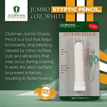 Clubman Jumbo Styptic Pencil for Quick Cut Relief