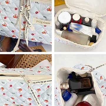 JQWSVE Kawaii Coquette Makeup Bag Cute Cosmetic Bag Aesthetic Floral Makeup Pouch Travel Toiletry Bags for Women Kawaii Stuff