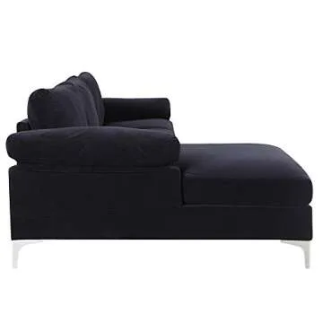 Divano Roma Large Velvet Fabric Sectional Sofa with Chaise