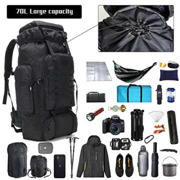 W WINTMING 70L Hiking Backpack - Durable & Spacious Rucksack