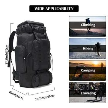 W WINTMING 70L Hiking Backpack - Durable & Spacious Rucksack