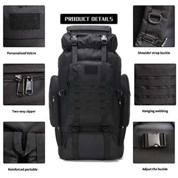 W WINTMING 70L Hiking Backpack - Durable & Spacious Rucksack