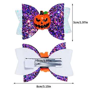 Haakong 8Pcs Halloween Hair Accessories Headdress Halloween Glitter Bows Spider Hair Clip Pumpkin Ha...
