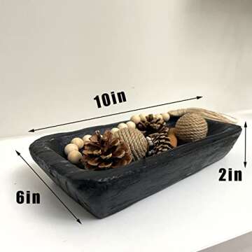 hanlin Wooden Dough Bowl Decor , Vintage Wooden Bowl Hand Carved Home Decor for Dining Table Center,...