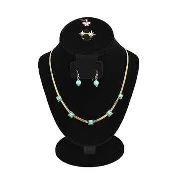 MOOCA Jewelry Display, Black Velvet Stand, Necklace Mannequin, Adjustable Hook, Wood Base, Fits Choker Necklaces, Jewelry Storage