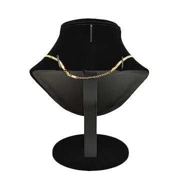 MOOCA Jewelry Display, Black Velvet Stand, Necklace Mannequin, Adjustable Hook, Wood Base, Fits Choker Necklaces, Jewelry Storage