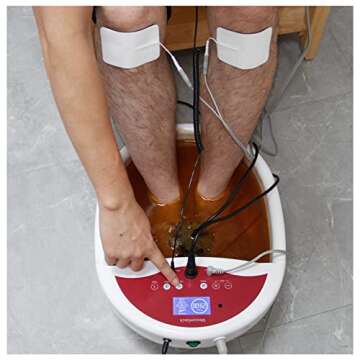 veicomtech Ionic Foot Bath Detox Machine, Foot Detox Machine, Ionic Foot Spa Kit with 10 Ginger Tablets FIR Belt Massage Pads for Home use or Salon