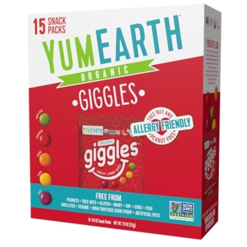 YumEarth Organic Giggles Chewy Candy - Allergy Friendly, Vegan Treats Pack of 15