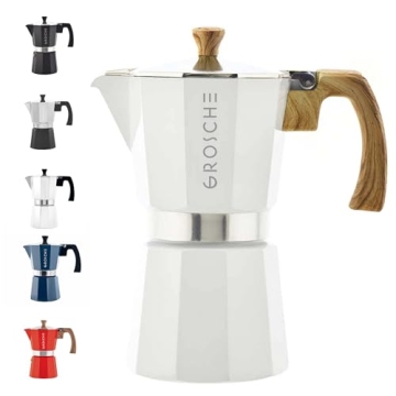 GROSCHE White Milano Stovetop Espresso Maker, 6 cup