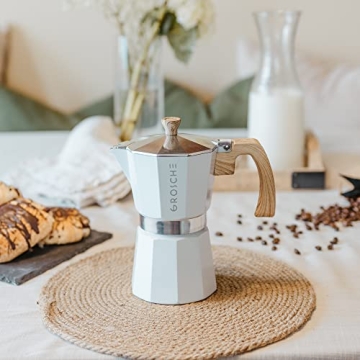 GROSCHE White Milano Stovetop Espresso Maker, 6 cup