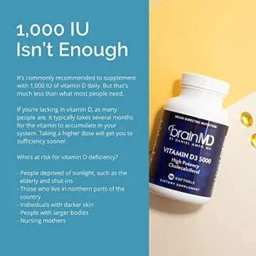 BrainMD by Dr Amen Vitamin D3 5000 - 100 Softgels - High Potency Cholecalciferol - Gluten Free - 100 Servings