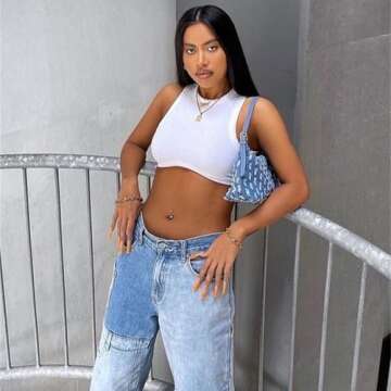 Dwnval Sexy Sleeveless Crewneck Ribbed Knitted Tank Crop Tops for Women(White,S)