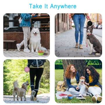 PetBonus 2-Pack Silicone Collapsible Dog Bowls, BPA Free Dishwasher Safe, Portable Foldable Expandable Travel Bowl, Food Water Feeding Cup Dish for Dogs Cats with 2 Carabiners (Turquoise, Tan)