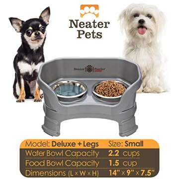 Neater Feeder Deluxe Mess Proof Dog Bowls Elevated for Small Breeds – Made in USA – No Spill Rai...