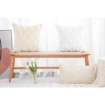 MADIZZ Beige Plush Wool Throw Pillows Set of 2 Soft Covers