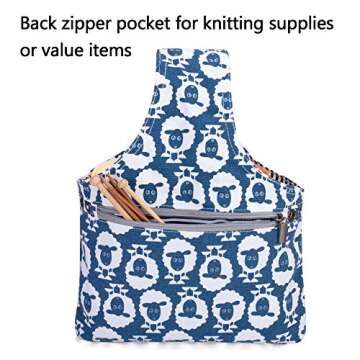 Teamoy Knitting Tote Bag(L12.2 x W7.5), Travel Project Wrist Bag for Knitting Needles(up to 11 Inches), Yarn and Crochet Supplies,Perfect Size for Knitting on The Go (Small, Sheep)