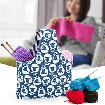 Teamoy Knitting Tote Bag for Projects on The Go