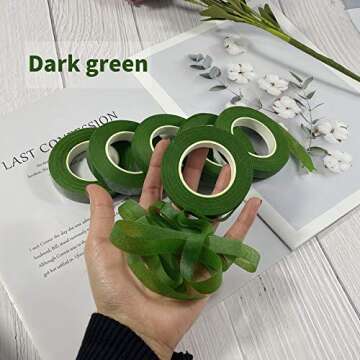 zYoung 6 Rolls Floral Tapes for Bouquet Stem Wrap and Florist Craft Projects Decorations（Dark Green）