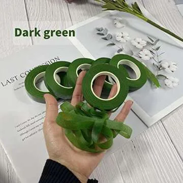 zYoung 6 Rolls Floral Tapes for Bouquet Stem Wrap and Florist Craft Projects Decorations（Dark Green）