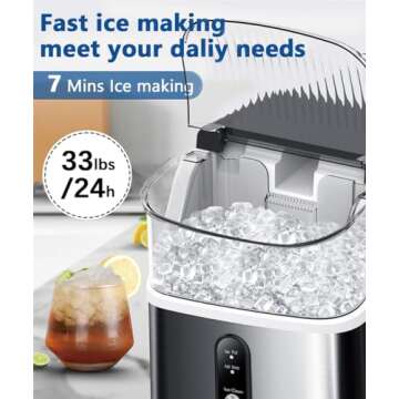 Stainless Steel Portable Ice Maker - 33lbs Daily
