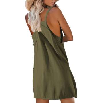 Nirovien Womens Tennis Dress Workout Mini Dress with Shorts Sleeveless Spaghetti Straps Golf Athletic Dresses(Army Green,S)
