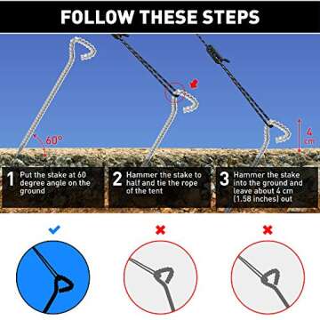 Sharp Tent Pegs 5 Pack - 12 inch Galvanized Strong Tent Stakes Heavy Duty - Steel Stakes for Sand, Camping, Wedding, Mountains