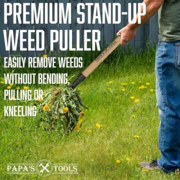 Weeder - Stand Up Weed Puller Tool Made with Wooden Handle