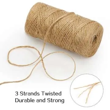 1000 Feet Natural Jute Twine String by Tenn Well - Eco-Friendly Craft Material for Gift Wrapping and...