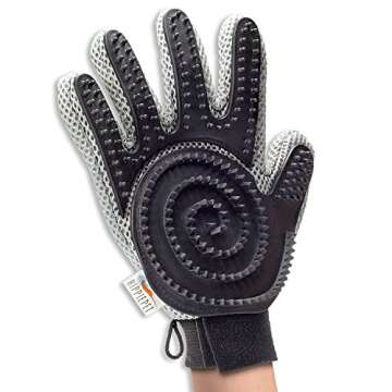 The Combi Glove – Pet Grooming Glove Brush with Dog and Cat Hair Remover from Furniture, Carpets, Clothes, and More for Easy Clean-Up – Double-Sided, De Shedding Silicone Massage Mitt by Hippiepet