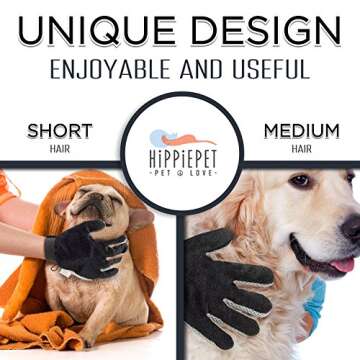 The Combi Glove – Pet Grooming Glove Brush with Dog and Cat Hair Remover from Furniture, Carpets, Clothes, and More for Easy Clean-Up – Double-Sided, De Shedding Silicone Massage Mitt by Hippiepet