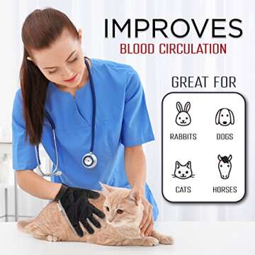 The Combi Glove – Pet Grooming Glove Brush with Dog and Cat Hair Remover from Furniture, Carpets, Clothes, and More for Easy Clean-Up – Double-Sided, De Shedding Silicone Massage Mitt by Hippiepet