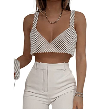 Stylish Women Sexy Pearl Cami Top for Parties and Clubs