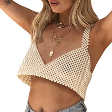 Stylish Women Sexy Pearl Cami Top for Parties and Clubs