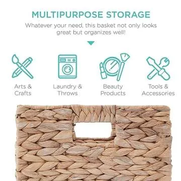 Best Choice Products 13x13in Hyacinth Baskets, Rustic Set Of 5 Multipurpose Collapsible Storage Organizer, Handwoven Laundry Totes for Bedroom, Living Room, Shelves - White
