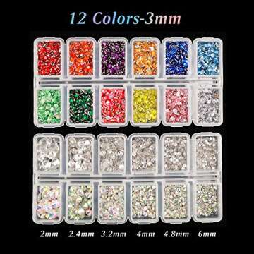 Outuxed 5000pcs Crystal Flatback Rhinestones Round Mixed Size AB Gems Nail Art Flatback Rhinestones with 1 Tweezers for Crafts Face Makeup