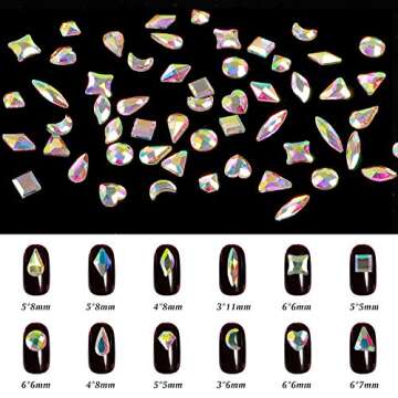 Outuxed 5000pcs Crystal Flatback Rhinestones Round Mixed Size AB Gems Nail Art Flatback Rhinestones with 1 Tweezers for Crafts Face Makeup